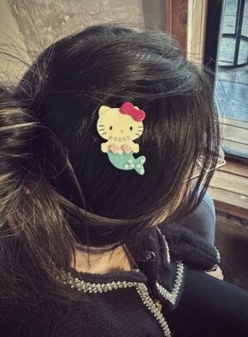U see me新款可爱蝴蝶结美人鱼凯蒂猫咪醋酸发夹侧边刘海鸭嘴夹