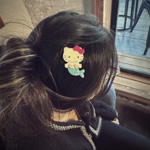 U see me新款可爱蝴蝶结美人鱼凯蒂猫咪醋酸发夹侧边刘海鸭嘴夹