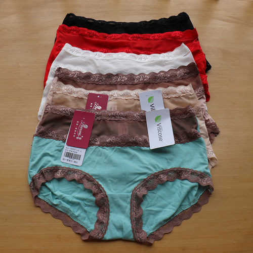 莫代尔拼接网纱三角内裤3条包邮