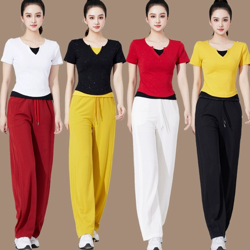 Летний комплект, модные танцующие штаны для спортзала, короткий рукав