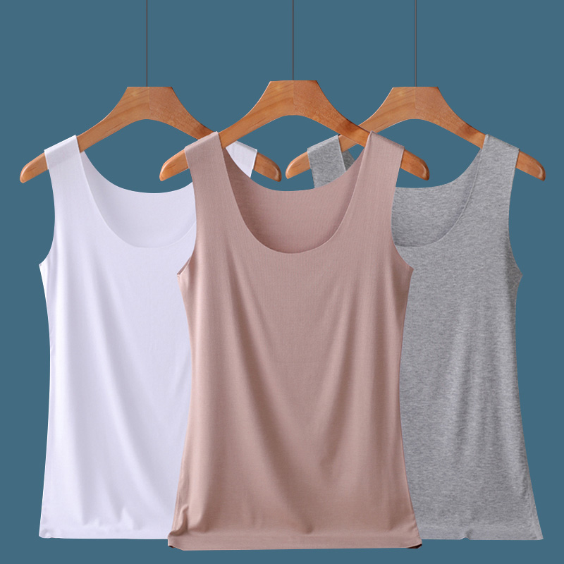 莫代尔圆领无痕吊带背心百搭