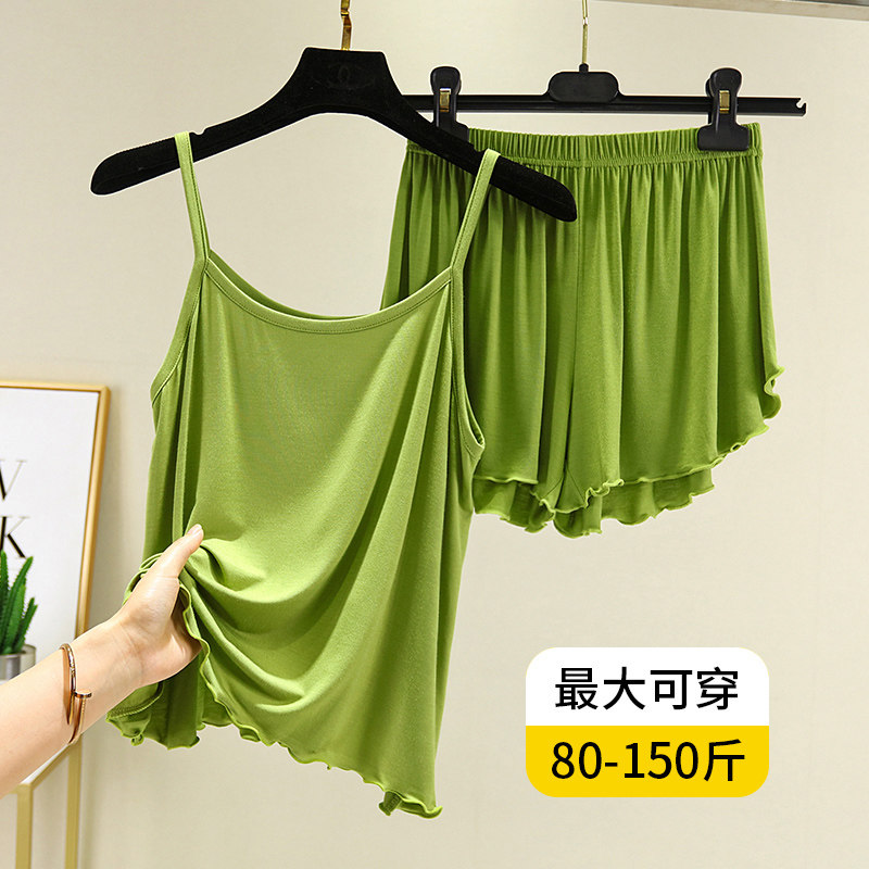 莫代尔吊带睡衣套装女夏季家居服图片