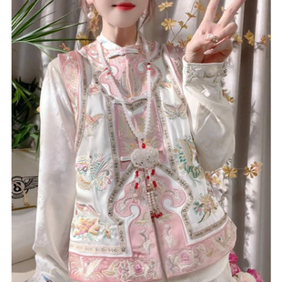 凤舞九天新中式国风醋酸重工刺绣马甲R女装春秋新款减龄显瘦汉服