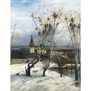 萨伏拉索夫　白嘴鸦又回来了 风景油画 装饰画居家室内走廊