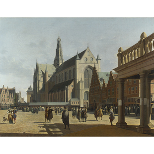 美术馆藏品油画客厅背景墙装饰画 Grote Kerk at Haarlem