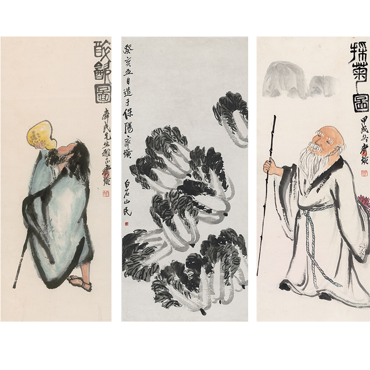 新款装饰画齐白石虾蟹图花卉系列国画画心宣纸名人字画微喷高清