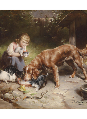 38N10412_138_42332_2 人物动物狗油画 装饰画 居家室内装