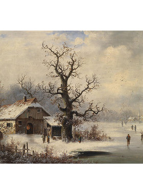 A Winter Landscape with Skaters 风景油画 装饰画居家室内