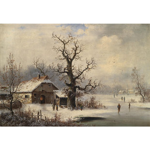 Skaters 饰画居家室内 风景油画 Landscape with Winter 装