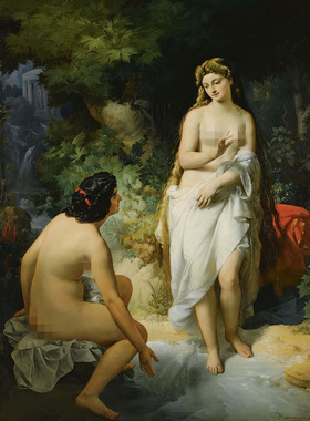 浴女匈牙利画家南多尔·拉科西欧式人物油画装饰画古典裸女名画