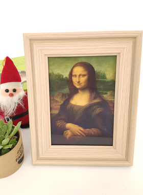 蒙娜丽莎油画小幅桌面摆台镜框复古7寸10寸装饰画可定制个人照片