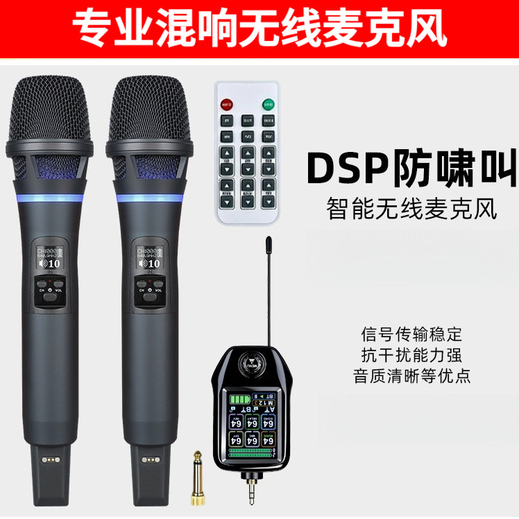 网红高端无线麦克风蓝牙混响话筒唱歌专用万能通用一拖二U段远距