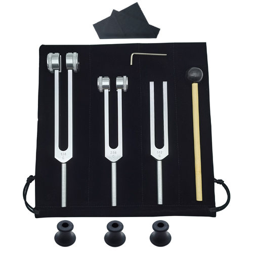 128C 256C 512金色音叉银色音叉三支套装按摩底座