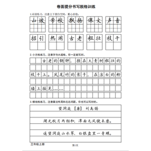 卷面小学一二三四五六年级同步人教版硬笔卷面提分田字格作文格
