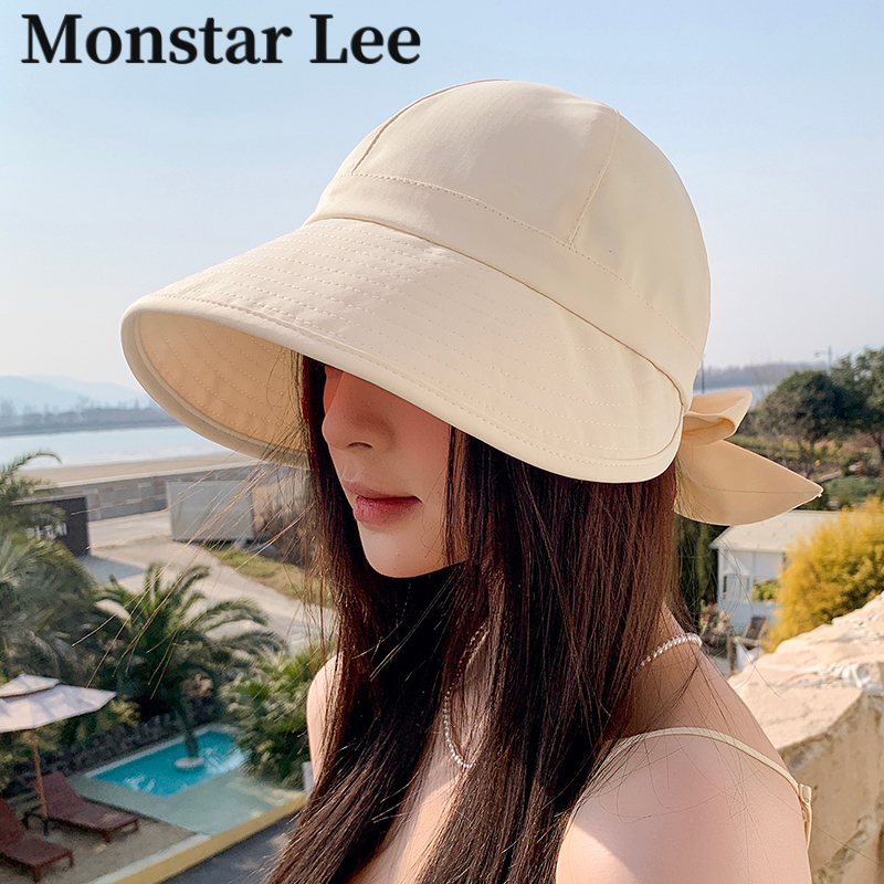 Monstar Lee帽子遮阳帽女防晒防紫外线渔夫帽大头围显脸小太阳帽