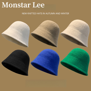 帽子女2025新款 韩版 春秋纯色针织渔夫帽素颜遮脸水桶帽百搭盆帽男