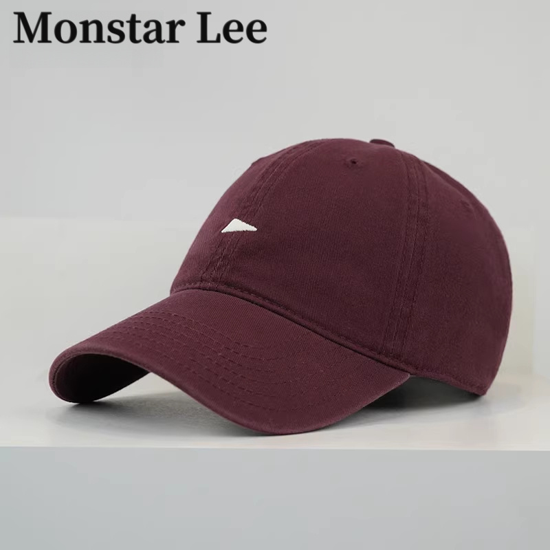 Monstar Lee简约刺绣软顶棒球帽子男女宽檐大脸显脸小遮阳鸭舌帽