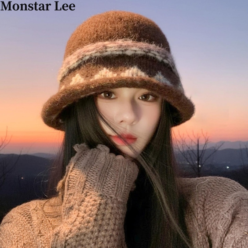 Monstar Lee针织渔夫帽子女款2025新款秋冬季户外防寒显脸小盆帽