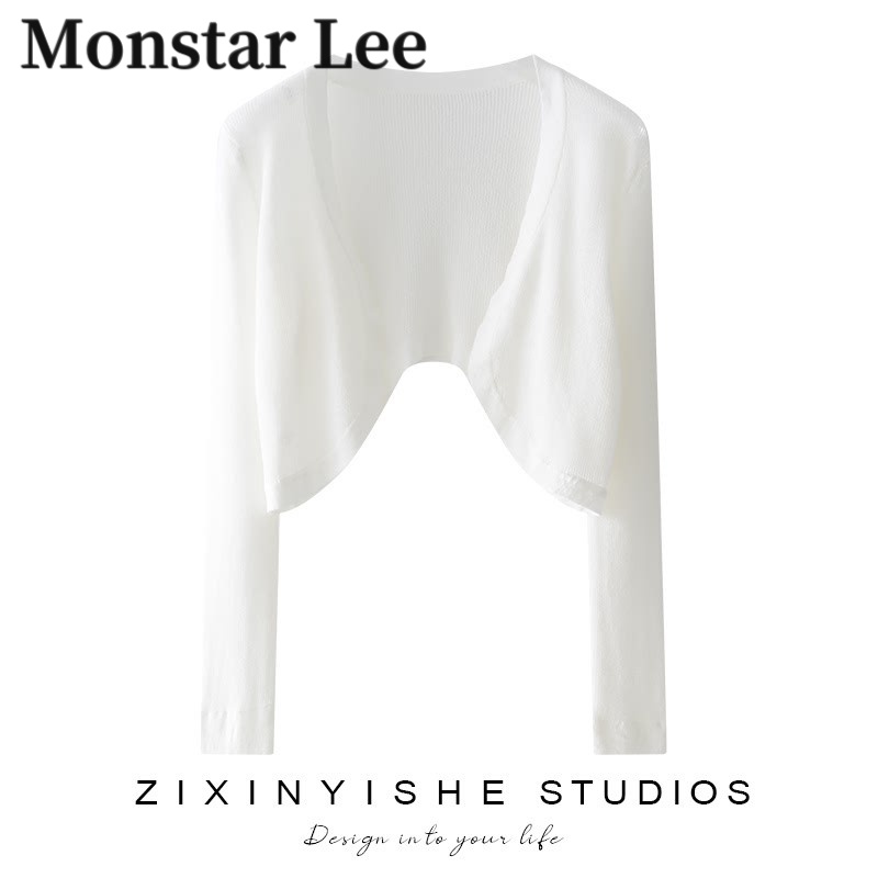 Monstar Lee小众开衫女冰丝夏防晒坎肩短款披肩针织罩衫薄款外搭