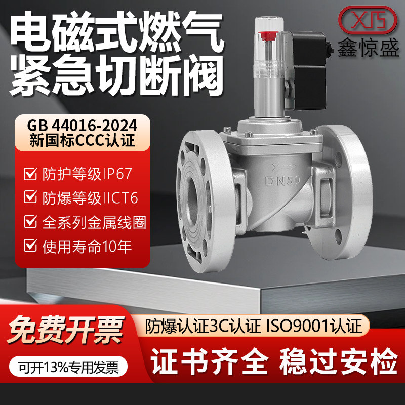 工业商用燃气电磁切断阀天然气液化石油气泄漏自动紧急切断报警器