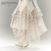 高腰a字碎花半身裙女秋冬小众不规则长纱裙子 原创设计 BLUE