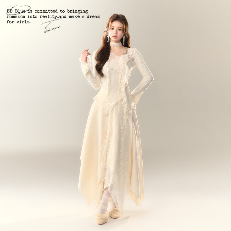 BB BLUE/山野白茶/巨好看的不规则仙女套装高级感轻奢小众设计款,女装/女士精品,时尚套装,淘宝优惠券,粉丝福利购,淘宝优惠卷