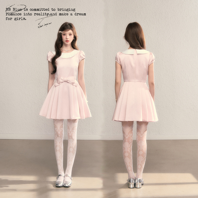 法式公主裙缎面蝴蝶结小礼裙