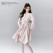 v领衬衫 连衣裙女小众高级感 早春茶歇法式 长袖 BLUE 原创设计