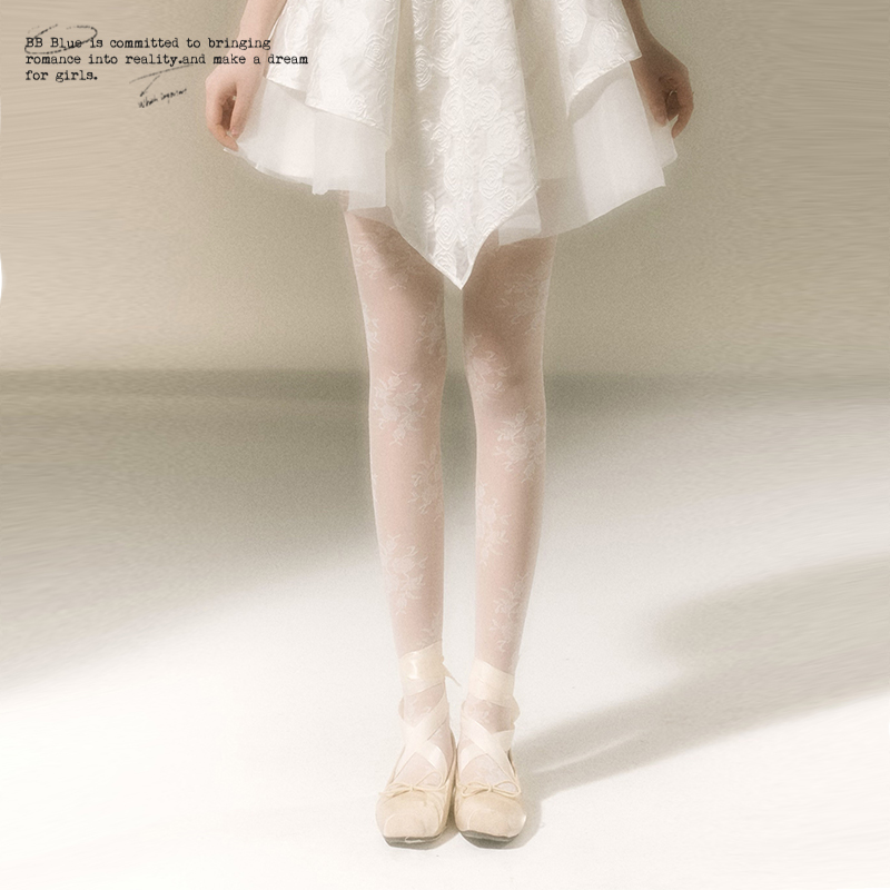 BBBLUE芭蕾风少女玫瑰丝袜