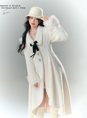 BB BLUE 原创设计 赫本千金风毛呢大衣外套女秋冬季中长款斗篷