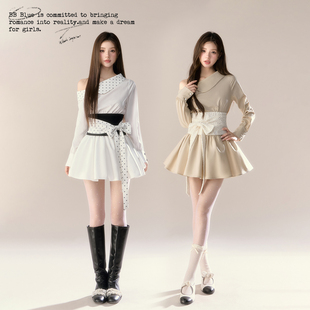 BB BLUE/心动信号/冷淡系高级不撞款小个子巨好看露肩衬衣连衣裙