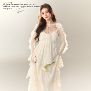 BB BLUE/精致坎肩/弹力蕾丝木耳边独特漂亮小外搭罩衫开衫配裙子