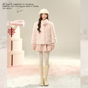 BBBLUE/粉雪高领/3A级雷克斯真毛獭兔皮草软糯显瘦毛毛外套女新款