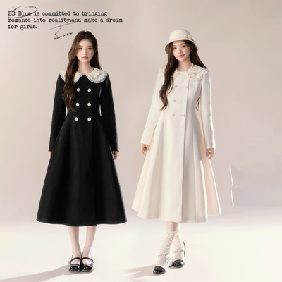 中古娃娃收腰呢大衣连衣裙