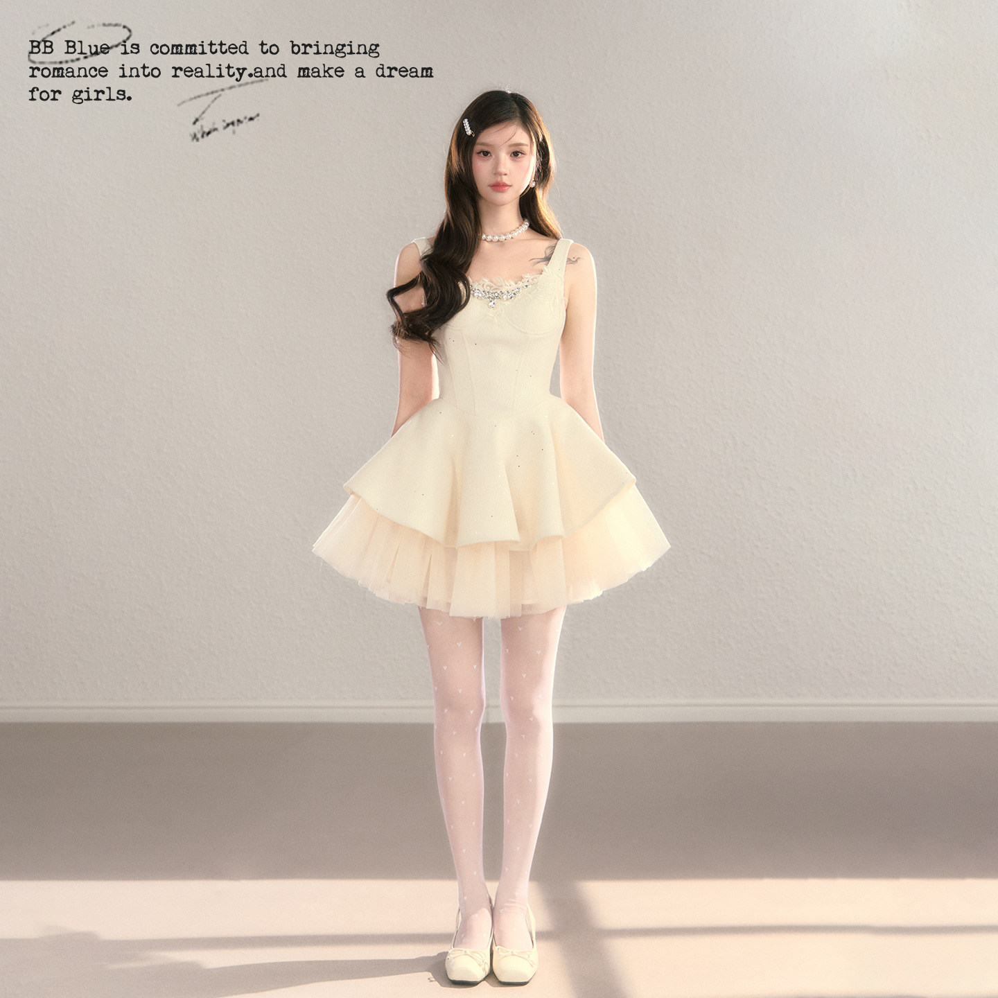 BB BLUE/八音盒公主/贵气女主公主裙花边显瘦高级感连衣裙蓬蓬裙