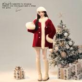 双面呢氛围感新年战袍 雪国千金真狐狸毛羊毛 BLUE 原创设计