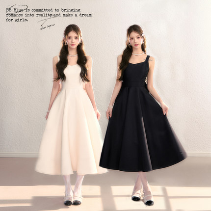 BB BLUE/矜贵女主/法式吊带连衣裙女夏季设计感气质法式轻礼服裙