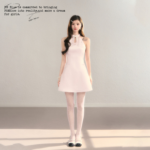 BBBLUE原创设计2.24八折上新/粉缎名伶/粉色挂脖纯欲千金春夏新款