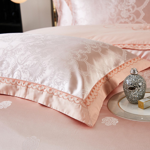 2026贡缎提花欧式枕套纯棉一对装
