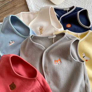 渺儿妈童品 秋冬日系儿童摇粒绒马甲 男童保暖背心男孩百搭坎肩潮