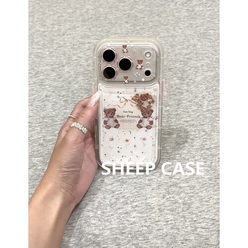 韩系流沙闪粉小熊全包防摔手机壳