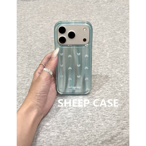 ins极光蓝爱心iPhone全包防摔壳