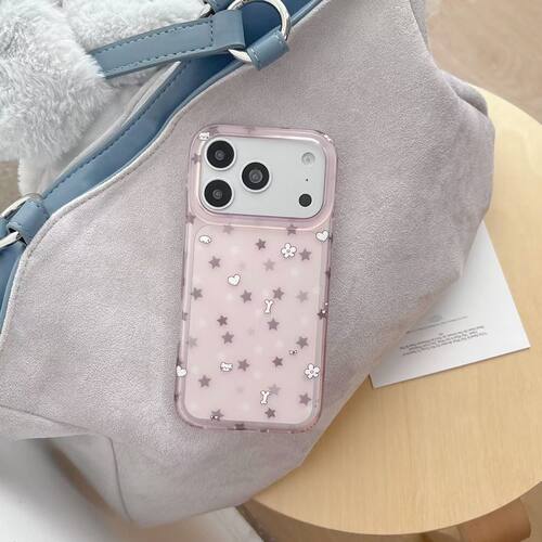 ins风透粉星星iPhone全包防摔壳