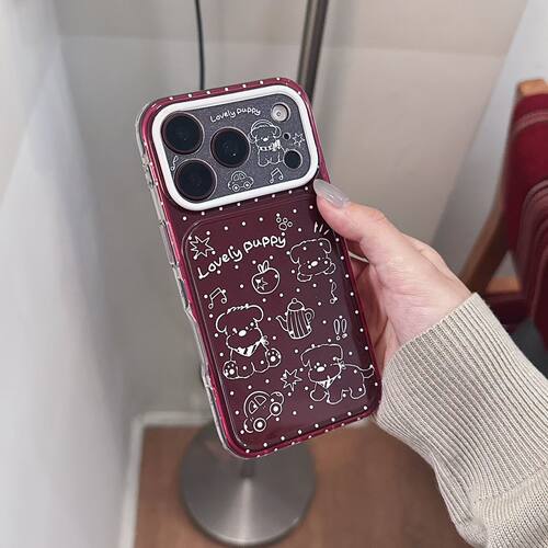 韩系波点线条狗狗苹果全包防摔壳