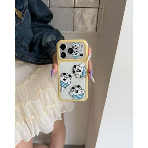 韩系黄边可爱狗狗苹果全包防摔壳