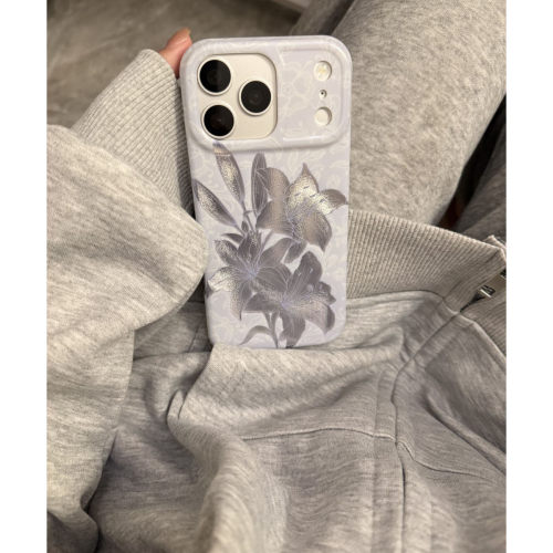 镭射百合花全包防摔iPhone手机壳