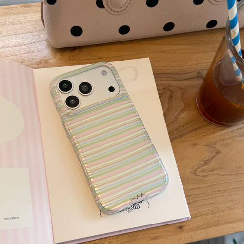 ins透明彩条iPhone全包防摔软壳