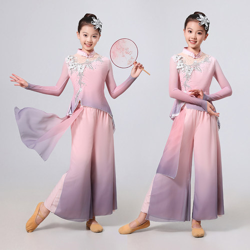 儿童古典舞演出服女童胶州秧歌舞蹈服中国风扇子舞艺考剧目舞台服