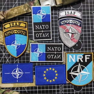 北约NATO旗帜欧盟EU刺绣魔术贴章战术背包贴徽章服装贴士气章臂章