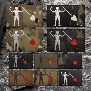 雕刻低可视反光海豹突击队魔术贴海盗爱德华旗帜臂章战术包贴徽章